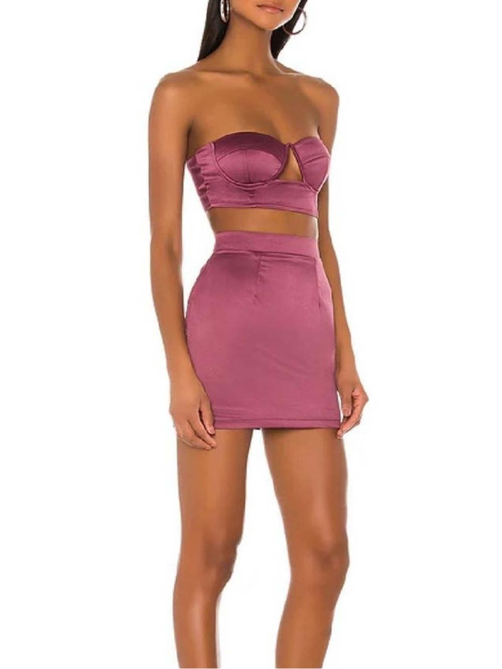 Superdown Mauve Satin Mini Skirt